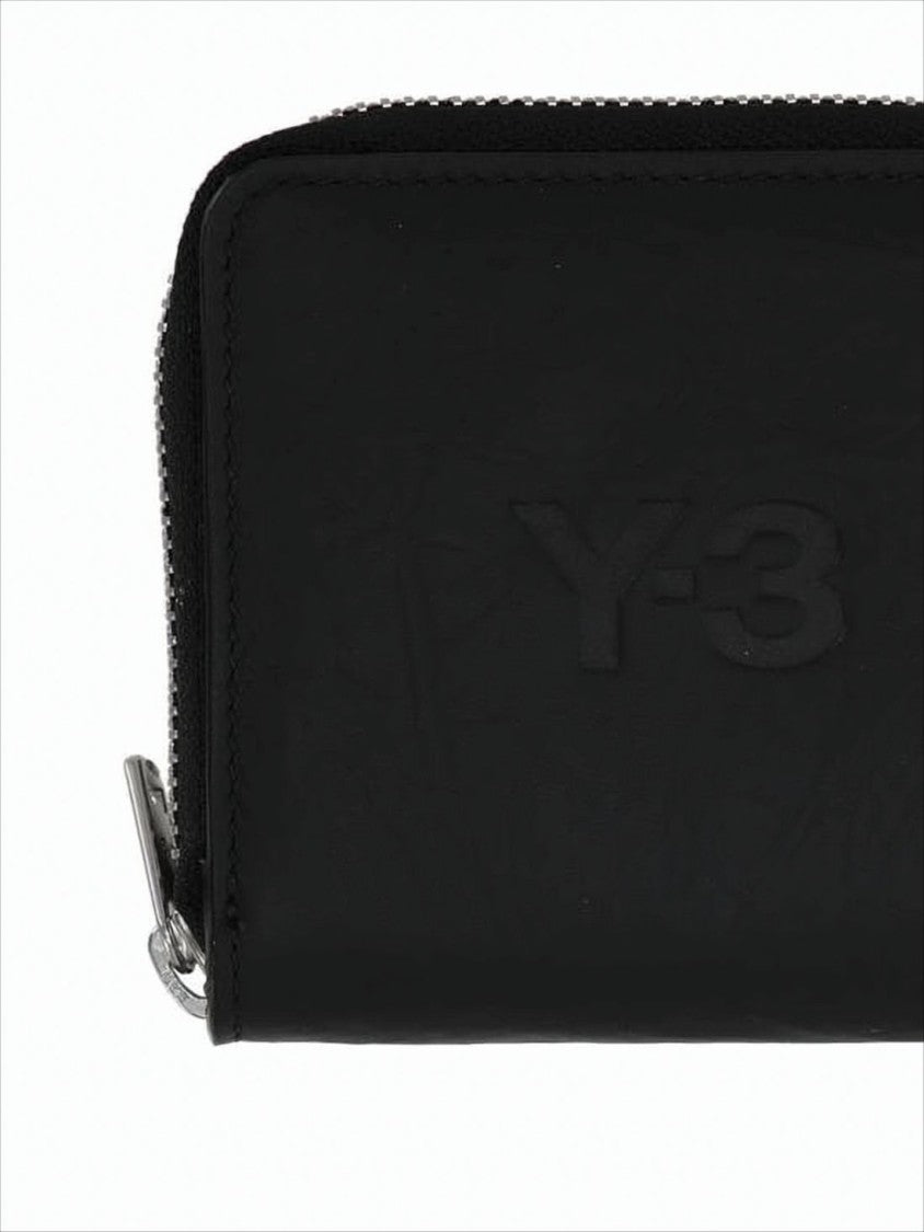 Y-3 Black Cowhide Compact Wallet With Zip-Around Closure