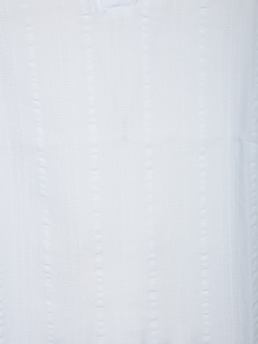 Officine Generale Textured Stripe V-Neck Polo Shirt