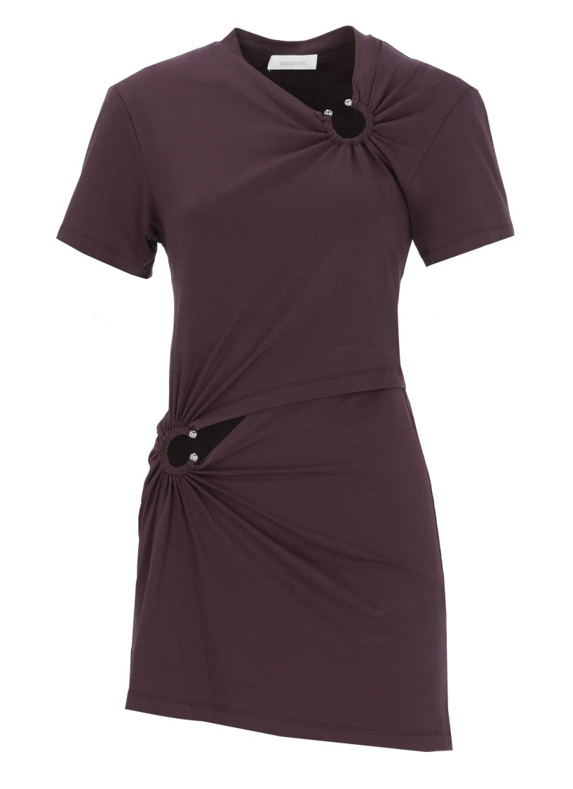 Rabanne Mini Dress With Cut-Out Hem And Metal Accents