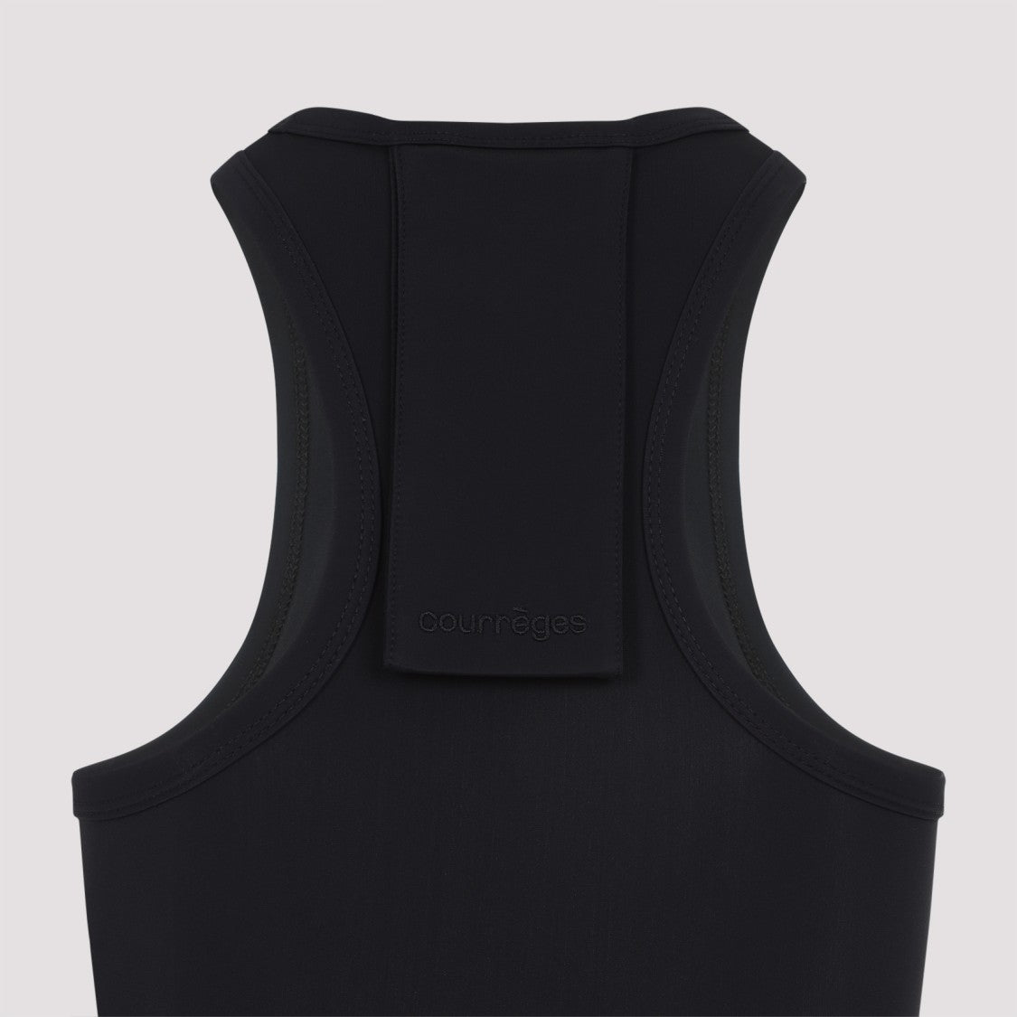 Courrèges Fitted Black Crop Top With High Neckline