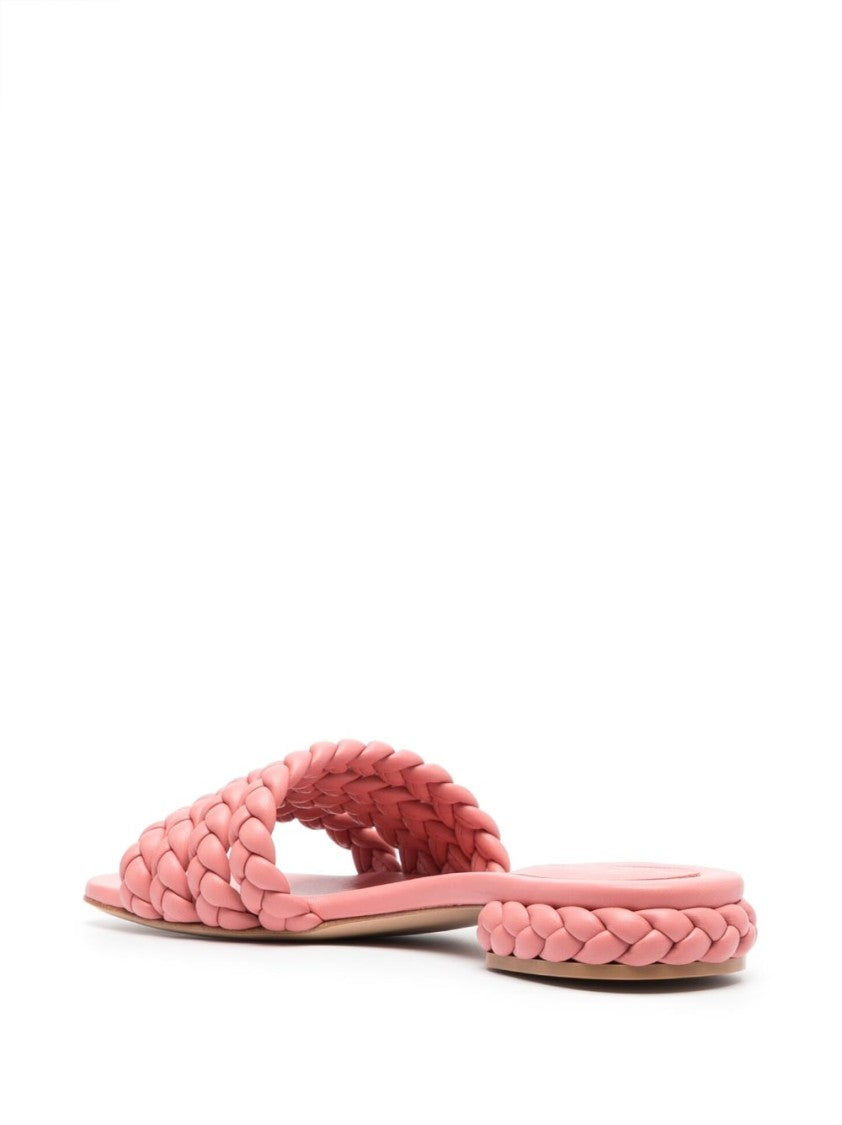 Gianvito Rossi Ischia Nappa Braided Leather Flat Sandals