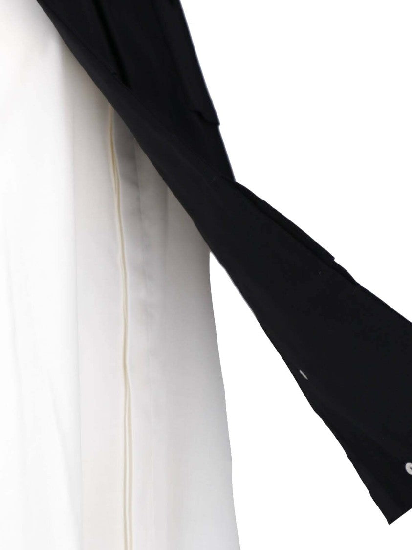 Sacai Maxi Shirt In Black And White Crepe Satin