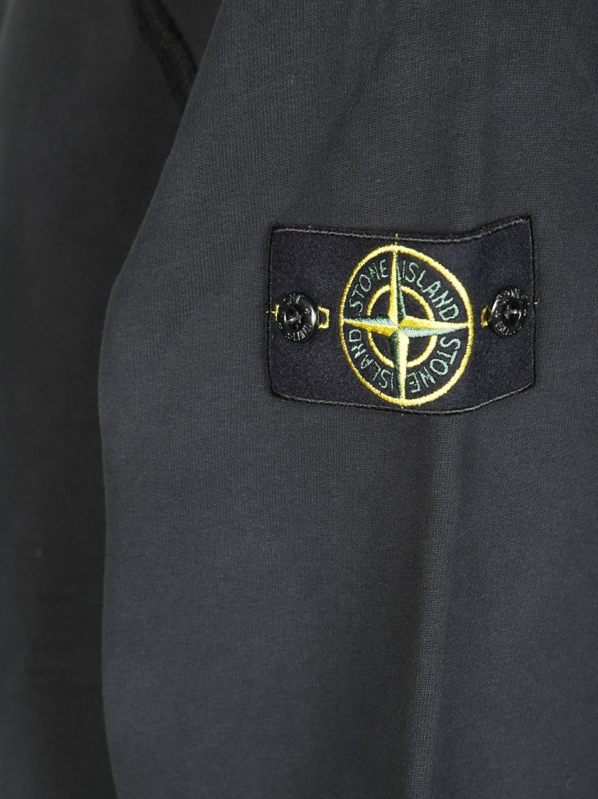 Stone Island Classic Crew Neck Pullover Sweatshirt In Solid Black