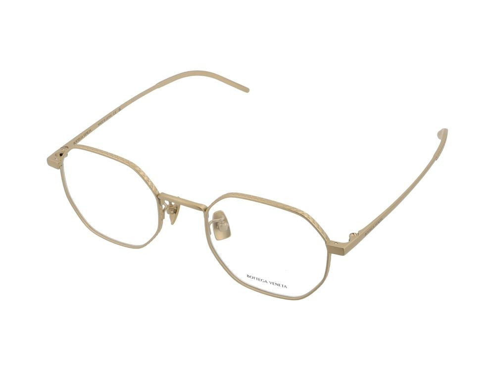 Bottega Veneta Bronze Geometric Textured Detail Titanium Eyeglasses
