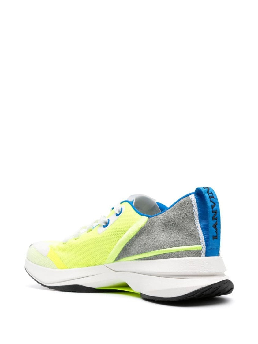 Lanvin Lemon Yellow And Blue Colour-Block Mesh Sneakers