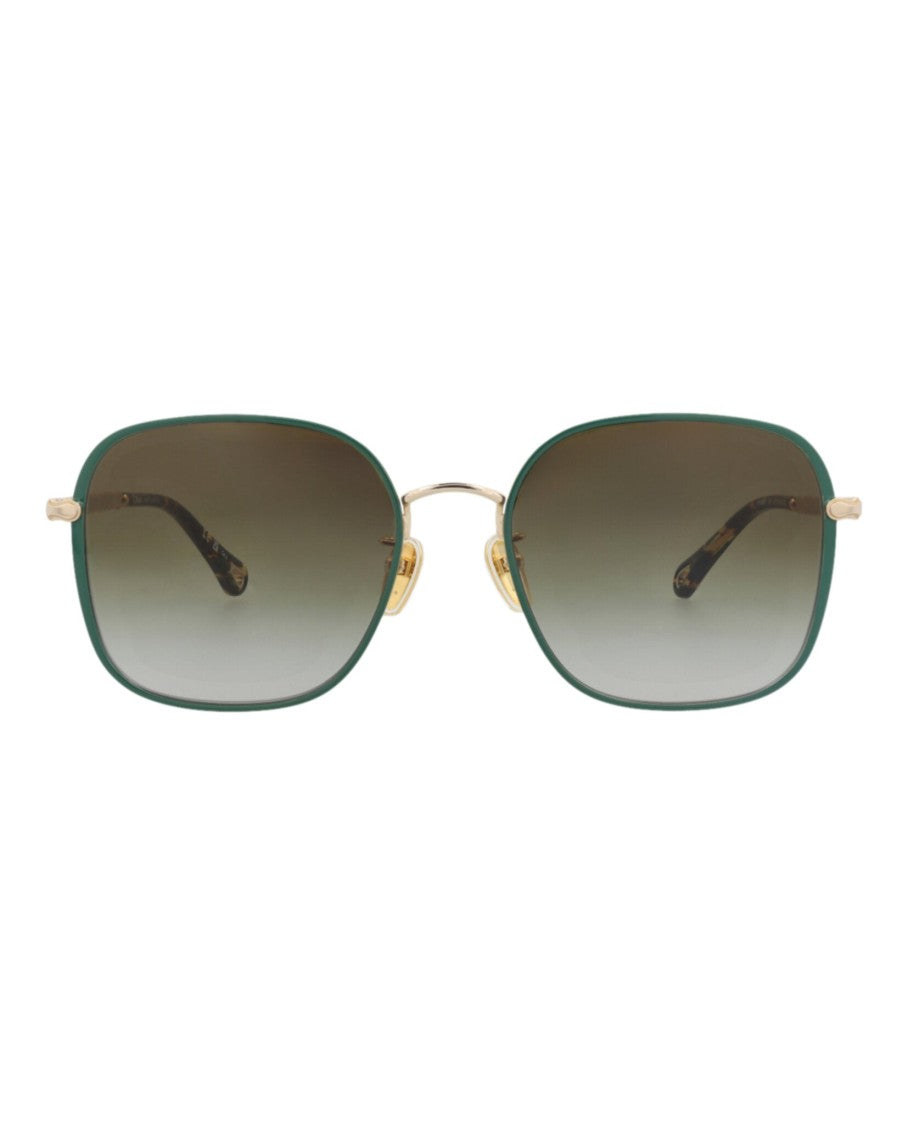 Chloé Square-Frame Metal Sunglasses
