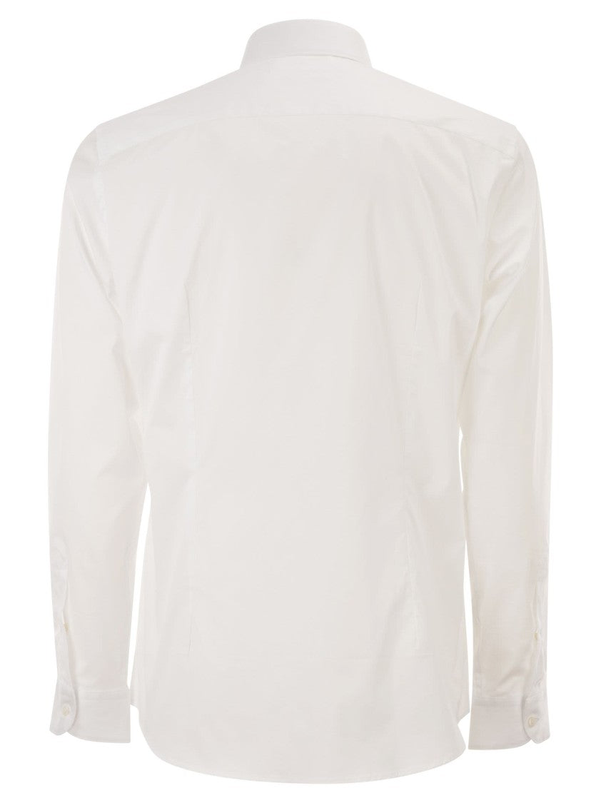 Fay Regular Fit Stretch Poplin Shirt With French Collar