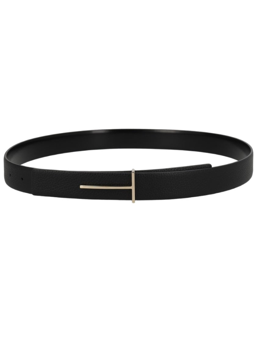 Tom Ford T-Shaped Buckle Narrow Calf Leather Belt