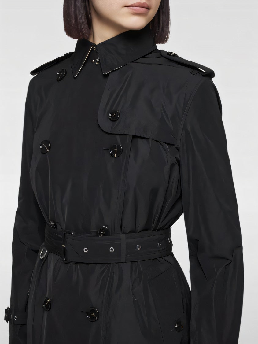 Burberry Classic Black Trench Coat With Belted Waist