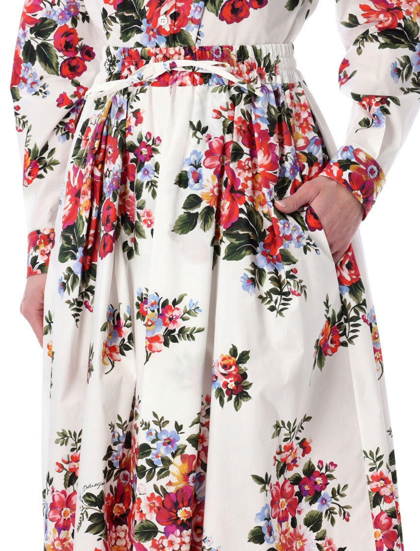 Dolce & Gabbana Vibrant Floral Bouquet Print Midi Skirt