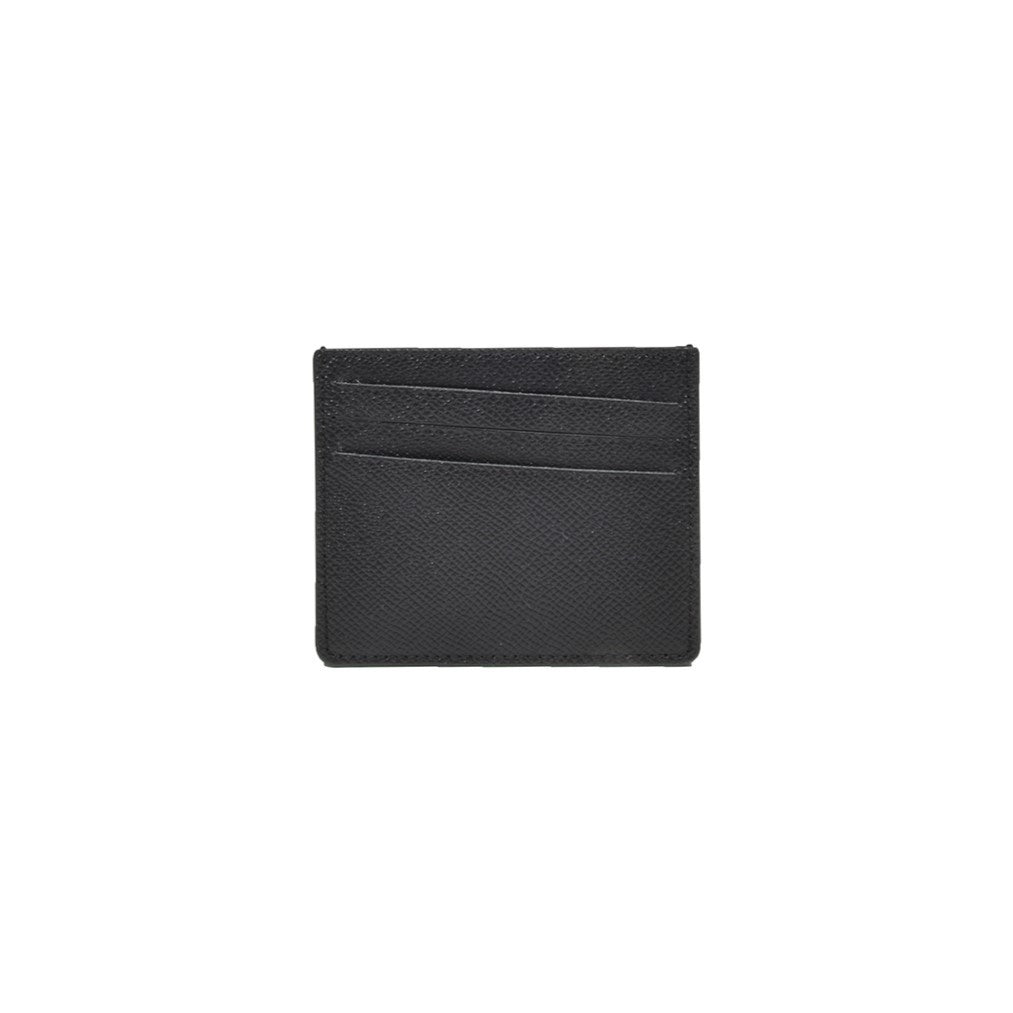 Maison Margiela Asymmetrical Double Texture Black Leather Cardholder