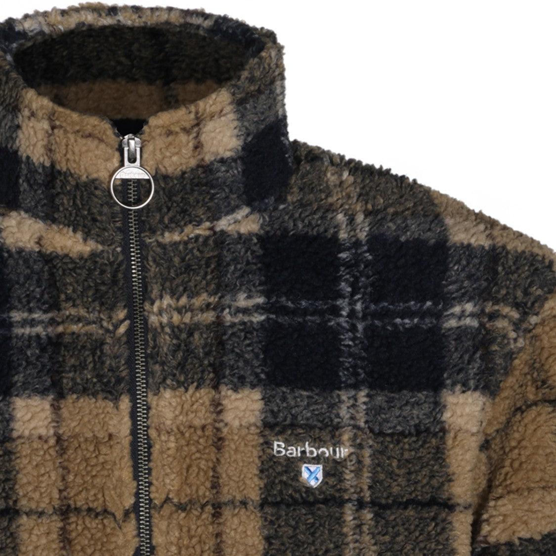Barbour Checkered Textured High-Collar Jacket