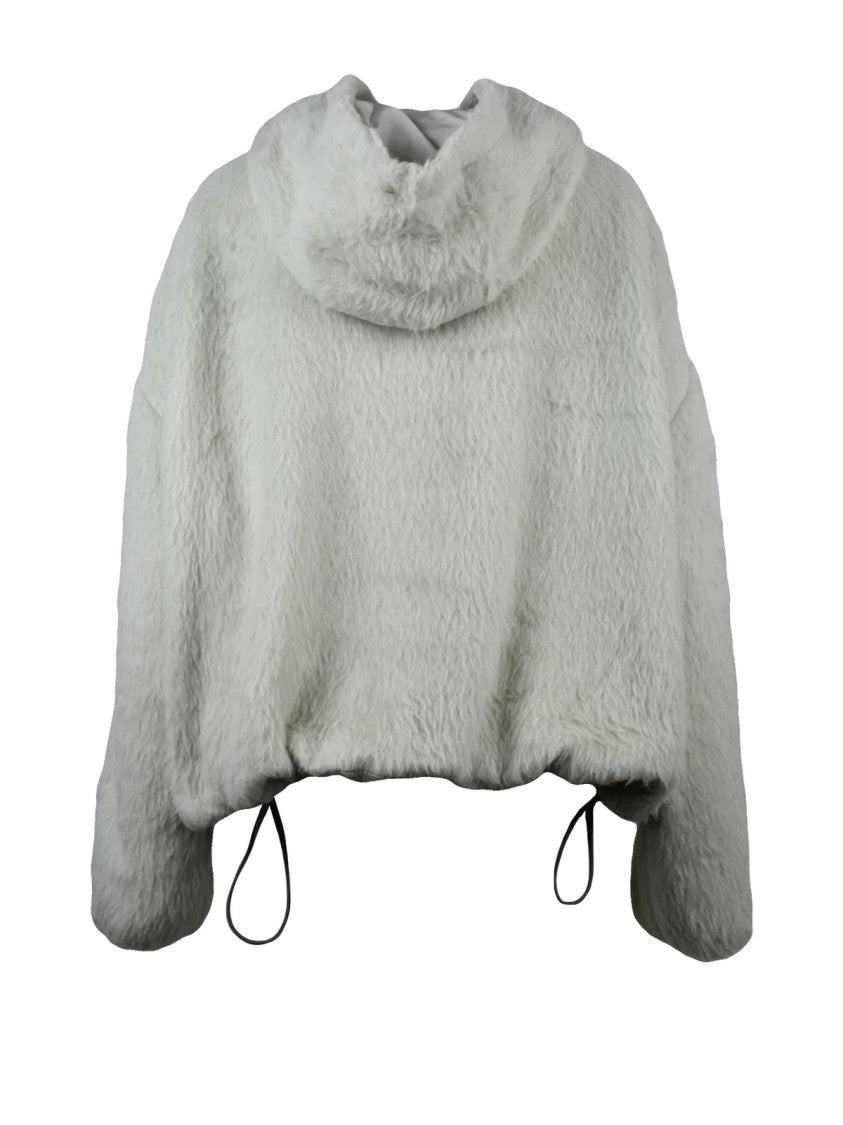 Hevo Plush Green Coat With Hood And Adjustable Hem