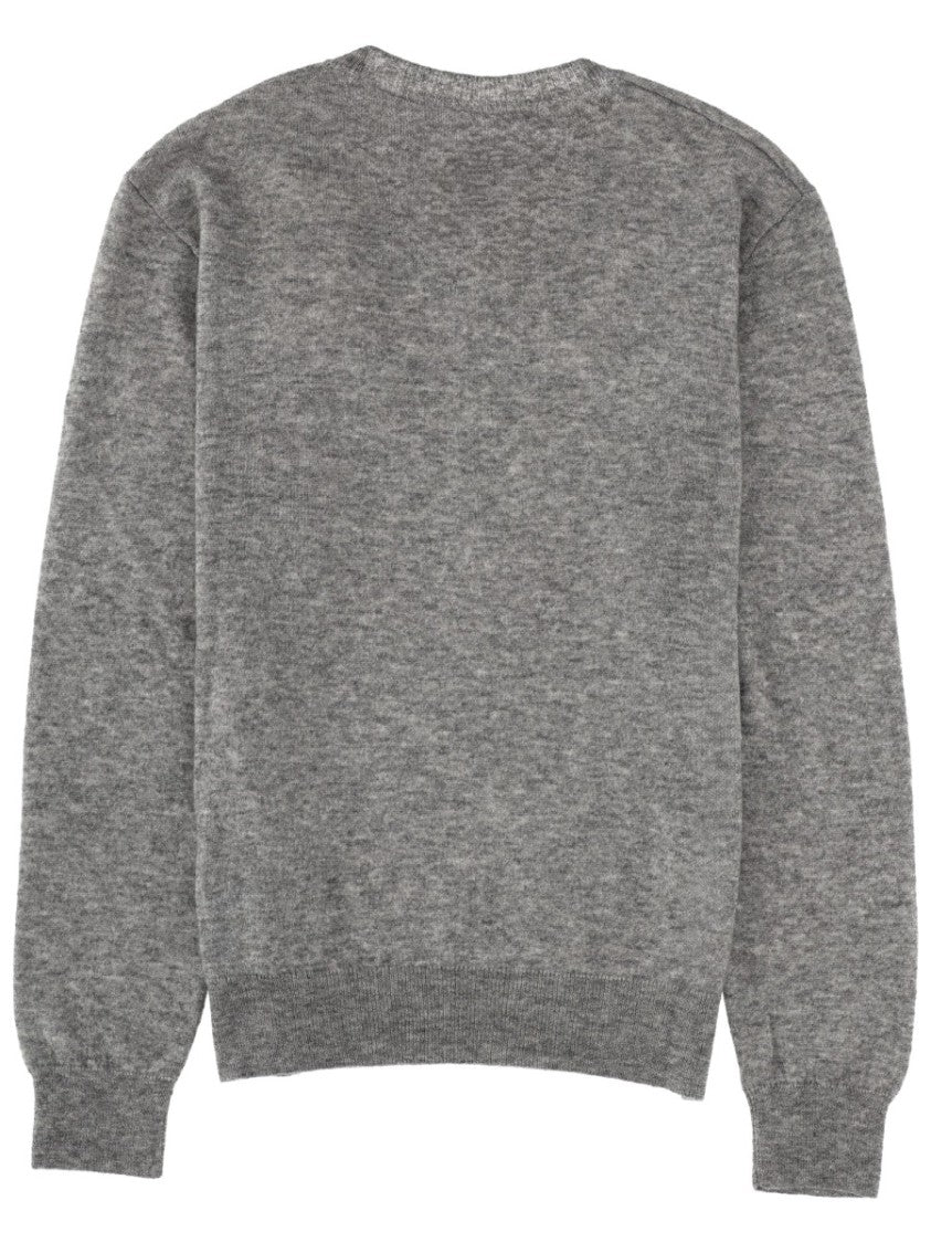 Saint Laurent Black Cashmere-Silk Blend V-Neck Sweater