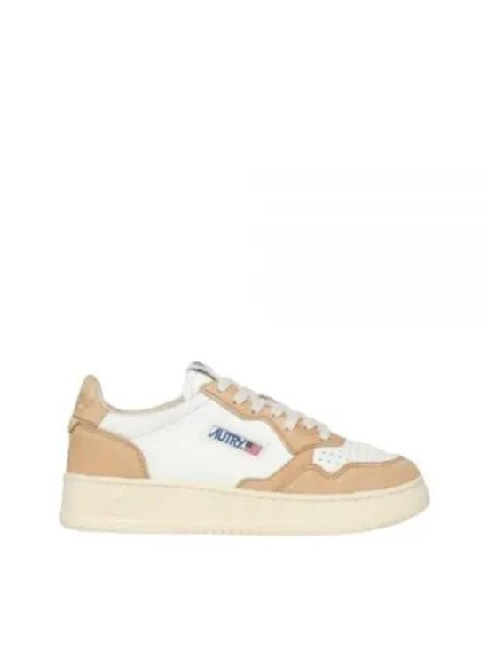 Autry Low-Top Beige And White Leather Sneakers With Subtle Logo