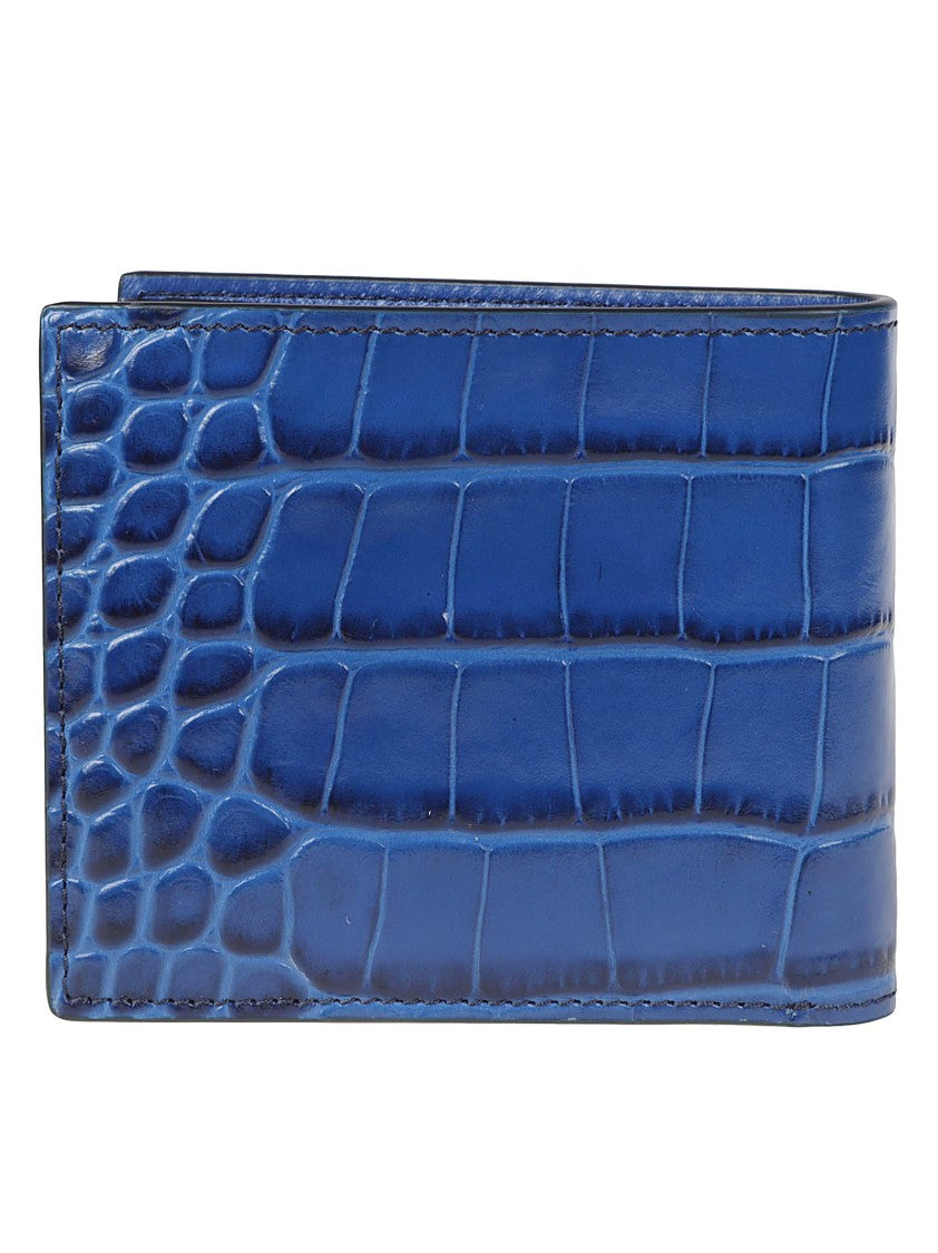 Tom Ford Tumbled Soft Printed Croc T Line Classic Bi-Fold Wallet