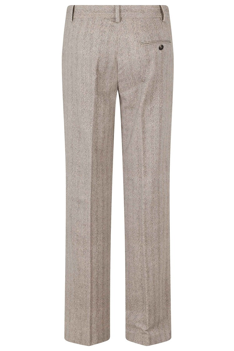 Circolo 1901 Straight Fit Herringbone Pants With Premium Cotton Blend