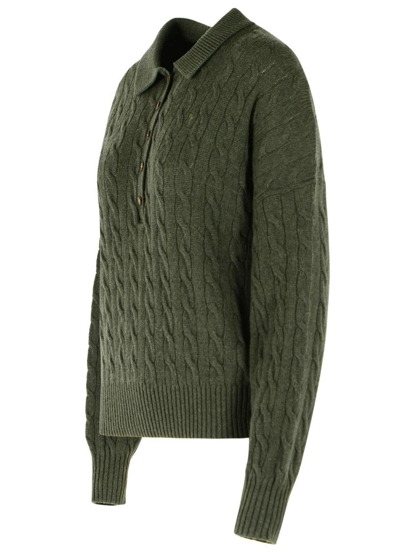 Polo Ralph Lauren Green Cashmere And Wool Polo Shirt