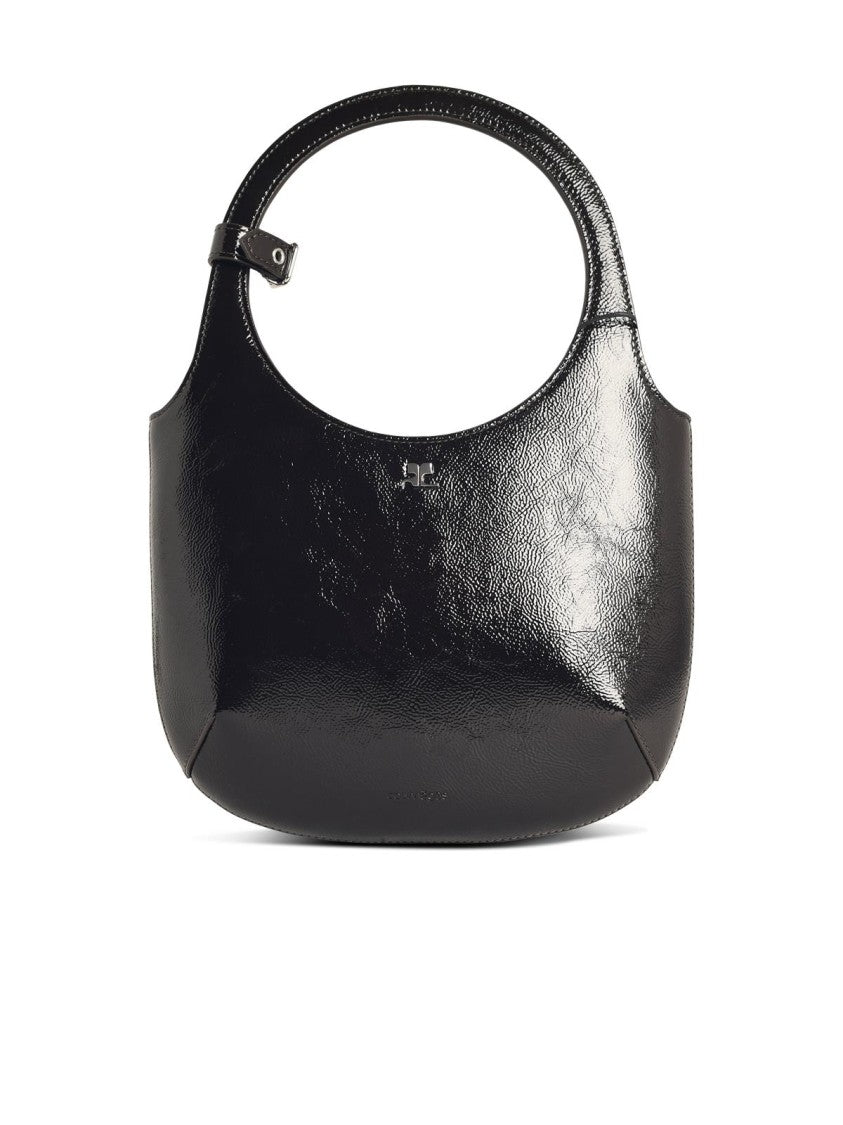 Courrèges 'Holy Naplack' Black Leather Bag