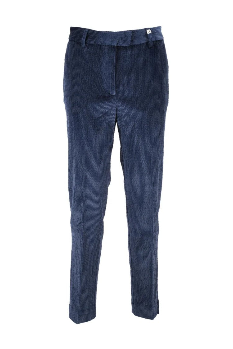 Myths Tailored Blue Trousers With Subtle Vertical Ribbing