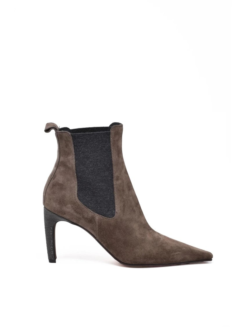 Brunello Cucinelli Brown Suede Covered Ankle Boots