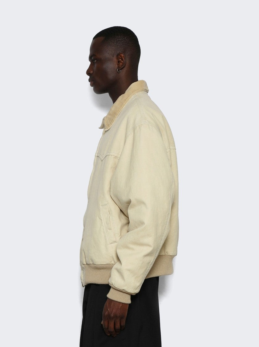 Maison Margiela Boxy Fit Beige Sports Jacket With Corduroy Collar And Ribbed Trim