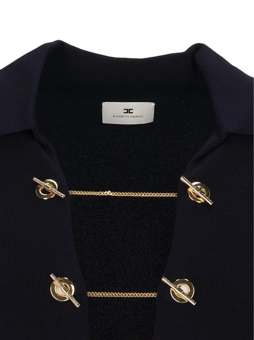 Elisabetta Franchi Knit Fitted Gold Chain Bodysuit