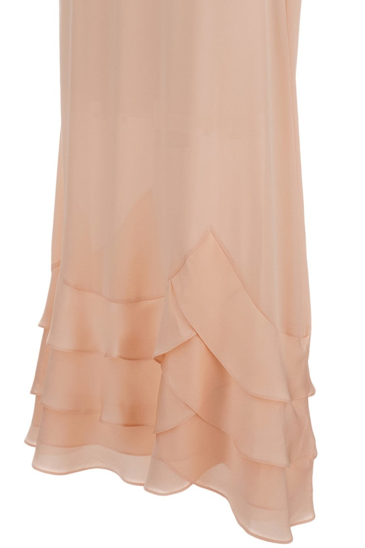 Simone Rocha Pale Pink Tiered Scalloped Silk Maxi Skirt