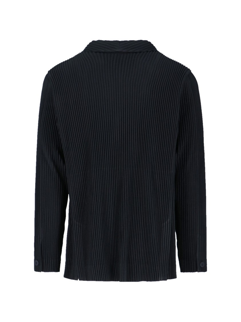 Homme Plissé Issey Miyake Minimalist Black Jacket With Cut