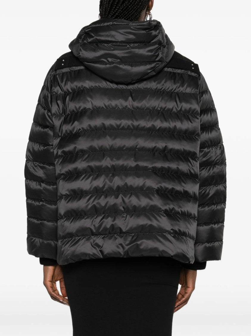 Moncler X Rick Owens Black Woven Quilted Cropped Jacket