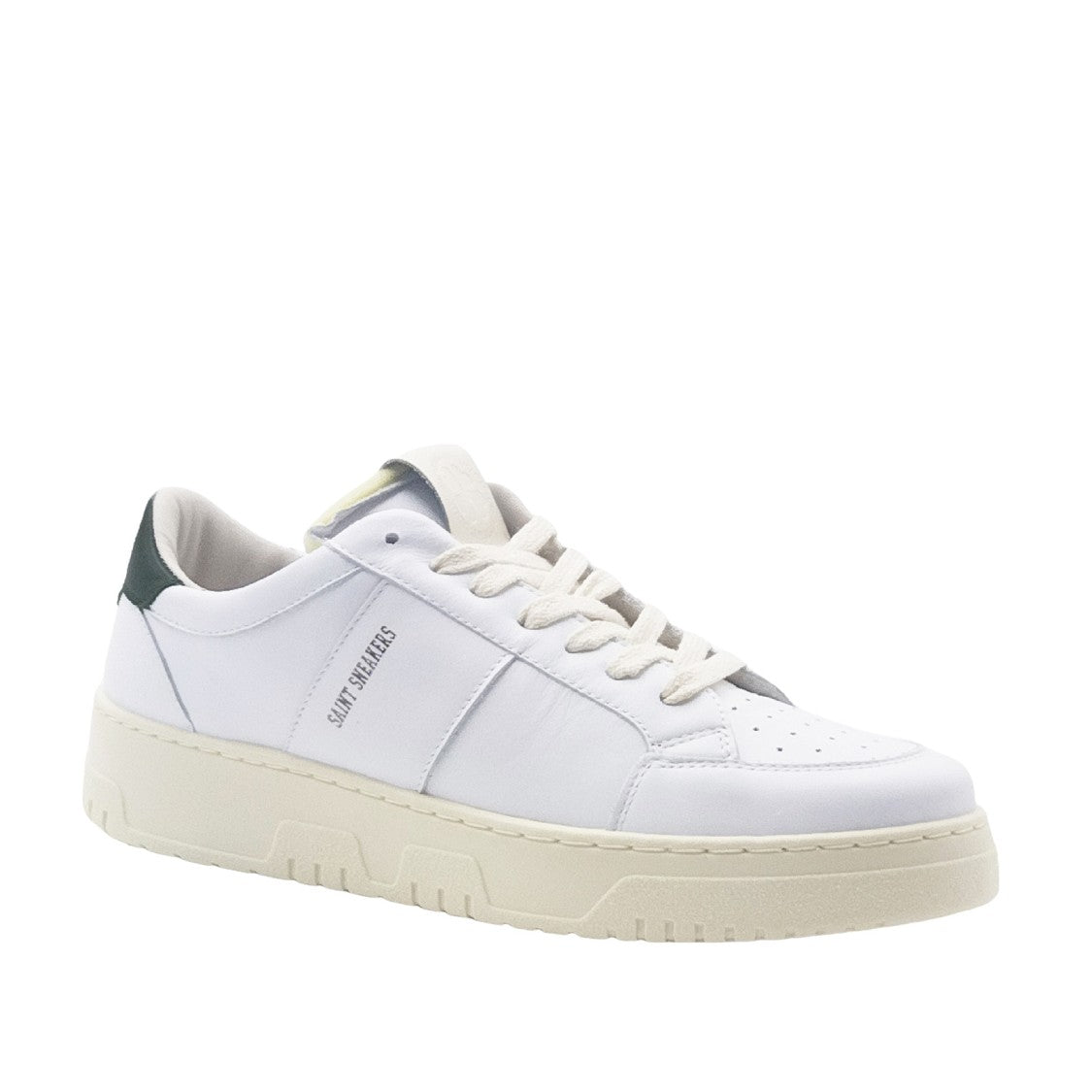 Saint Sneakers White Leather Sneakers With Contrasting Green Top