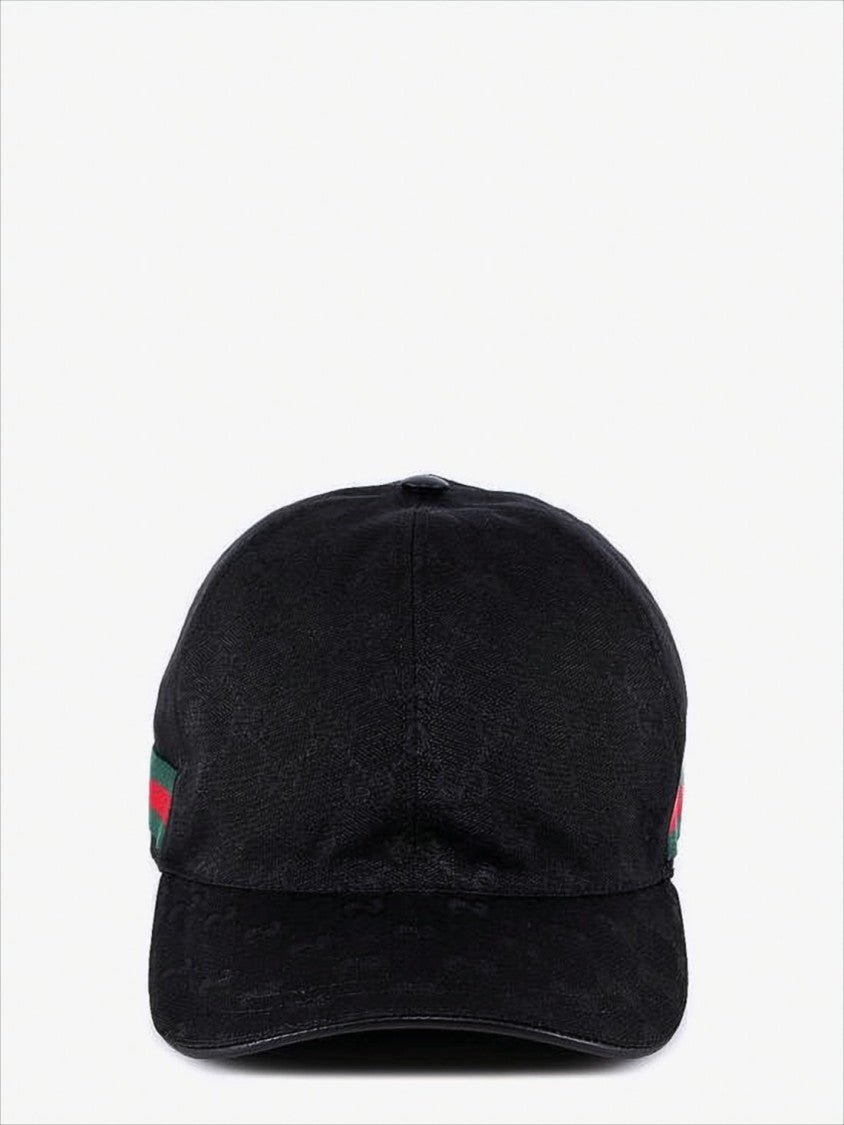 Gucci Black Cap With Signature Stripe Detail