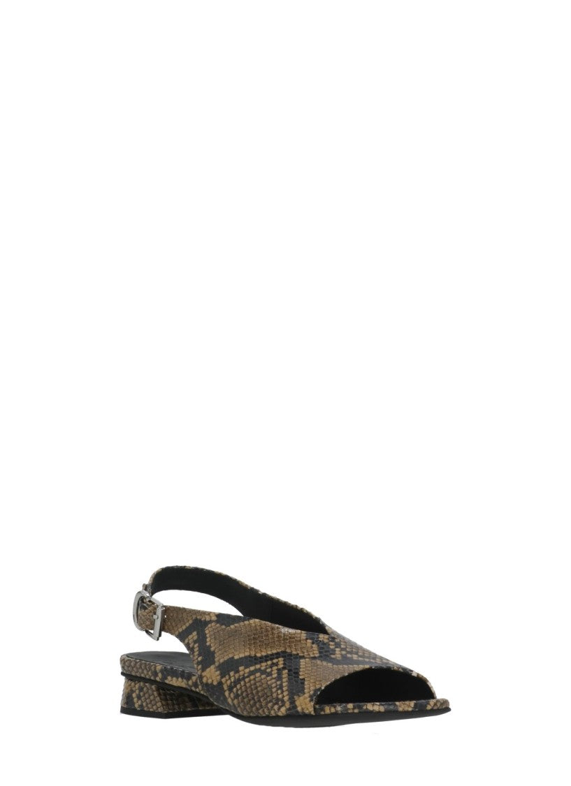Poeve Brown Diamante Leather Slingback Mules