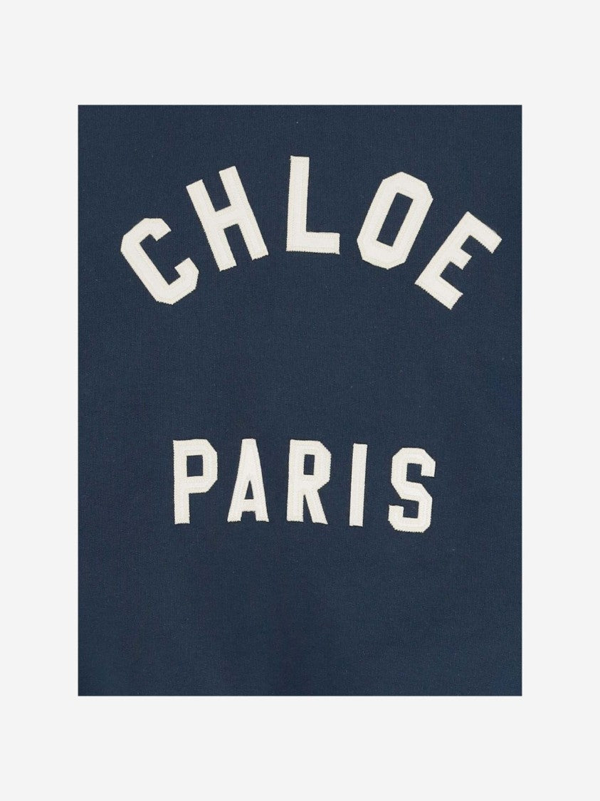 Chloé Navy Blue Cotton Sweatshirt With Front Logo