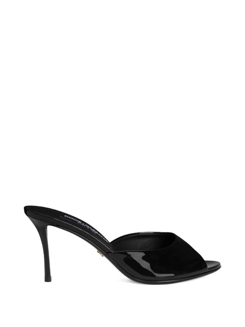 Dolce & Gabbana Open-Toe Black Patent Leather Sandals