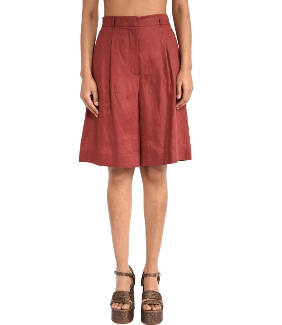 Max Mara Red Virgin Wool Casual Shorts
