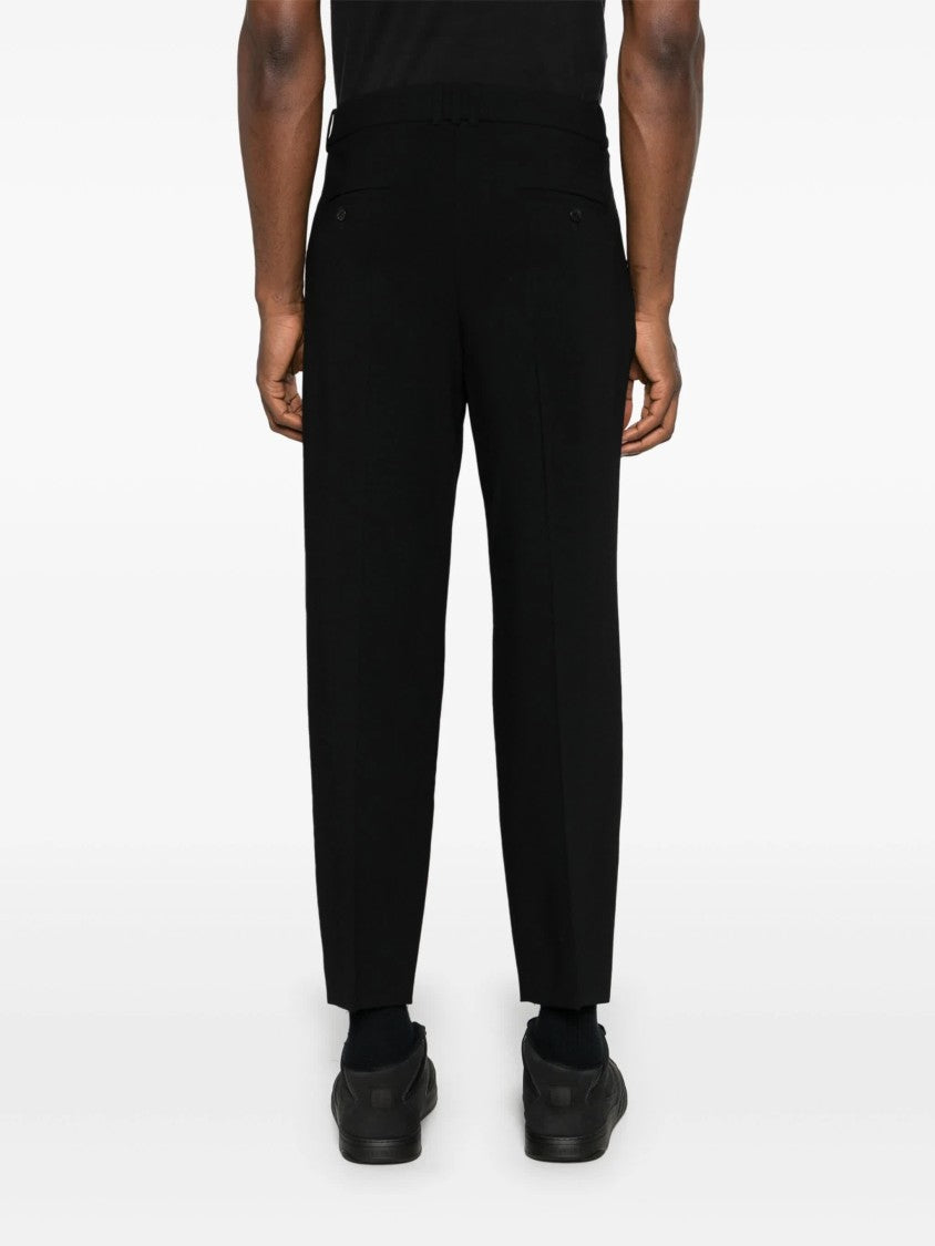 Balmain Black Double Crepe Tailored Wool Trousers
