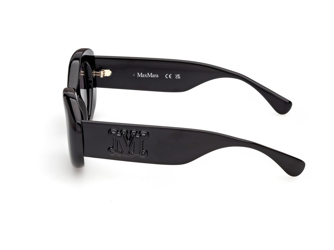Max Mara Mm0208 Bold Embossed Logo Oversized Round Sunglasses