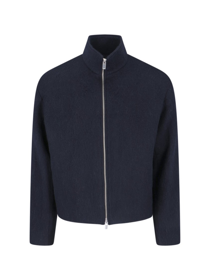 Tonywack Navy Wool Jacket With High Collar