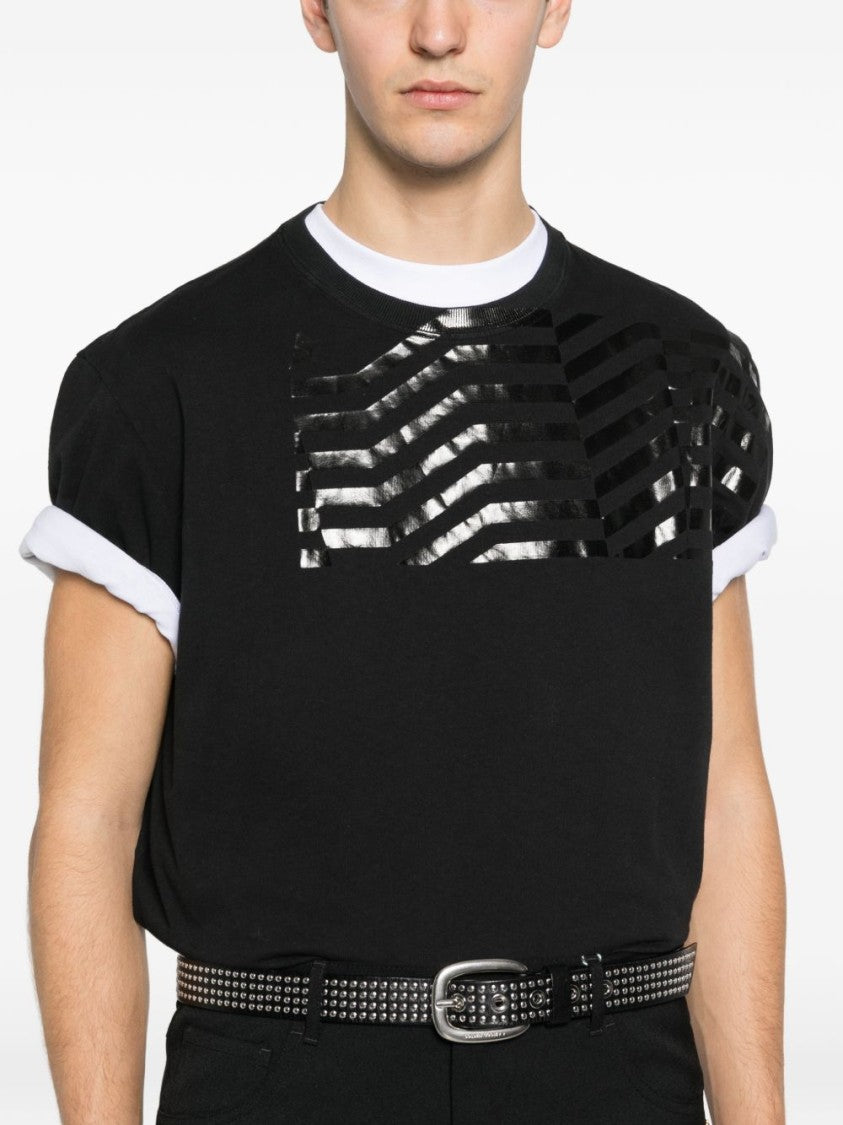 Golden Goose Black Short-Sleeve T-Shirt With Stripe Detail