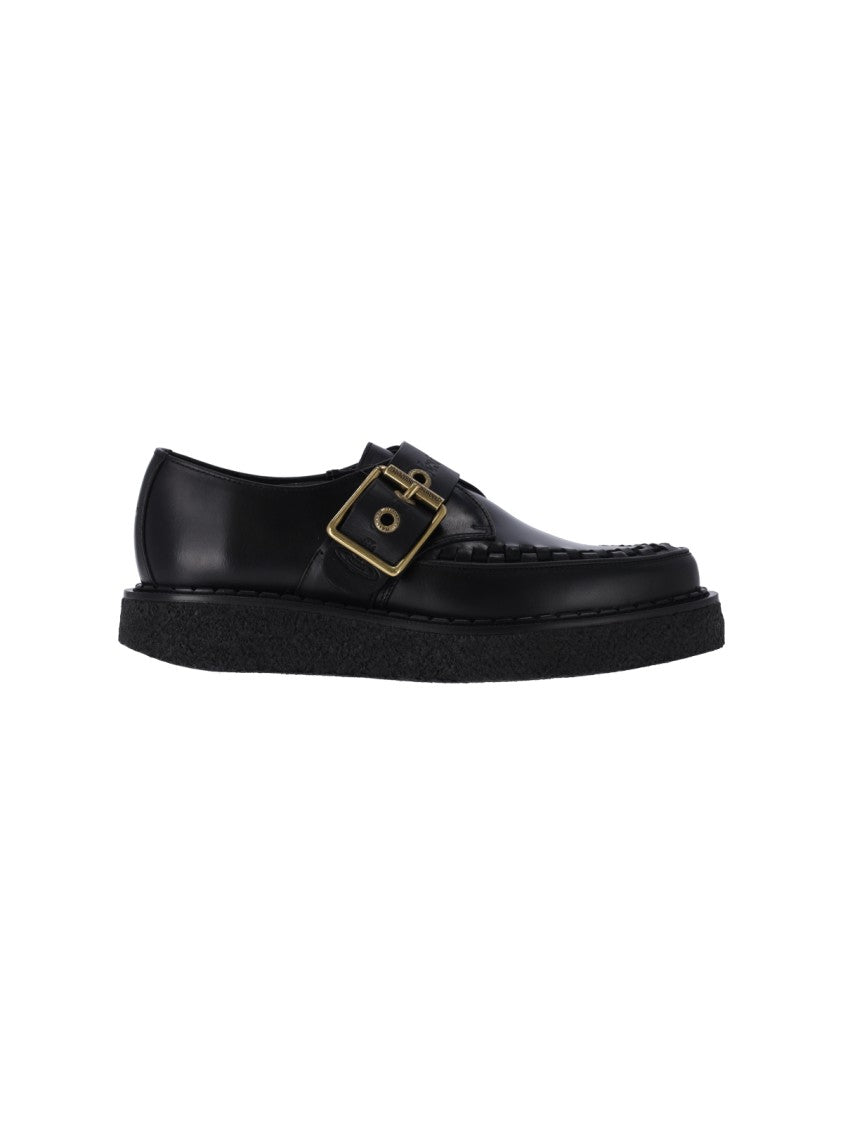 Vivienne Westwood Black Woven Detail Buckle Flat Shoes