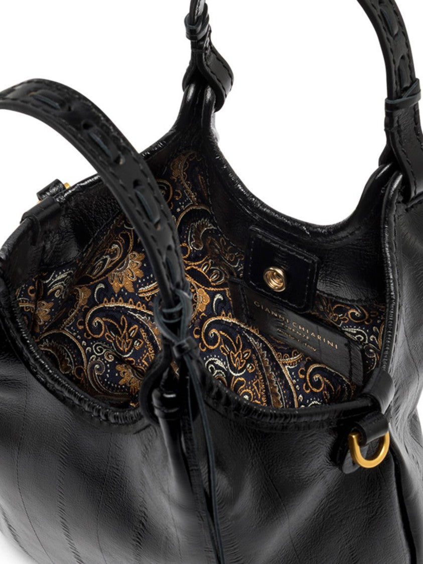 Gianni Chiarini Glossy Black Handbag With Textured Pattern