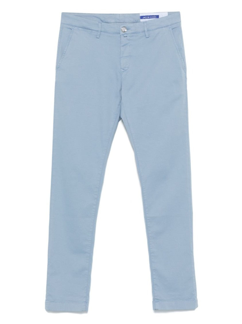 Jacob Cohen Light Blue Denim Trousers With Functional Pockets And Tailored Fit