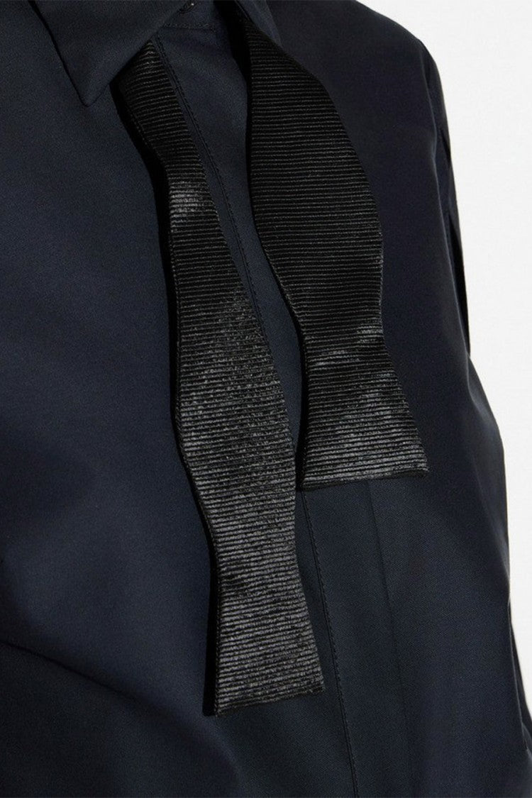 Elisabetta Franchi Black Cotton Bow-Tie Collar Shirt