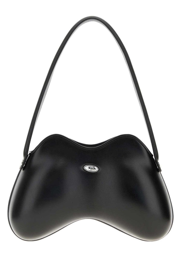 Diesel Black Leather Synthetic Leather Double-D Shoulder Bag