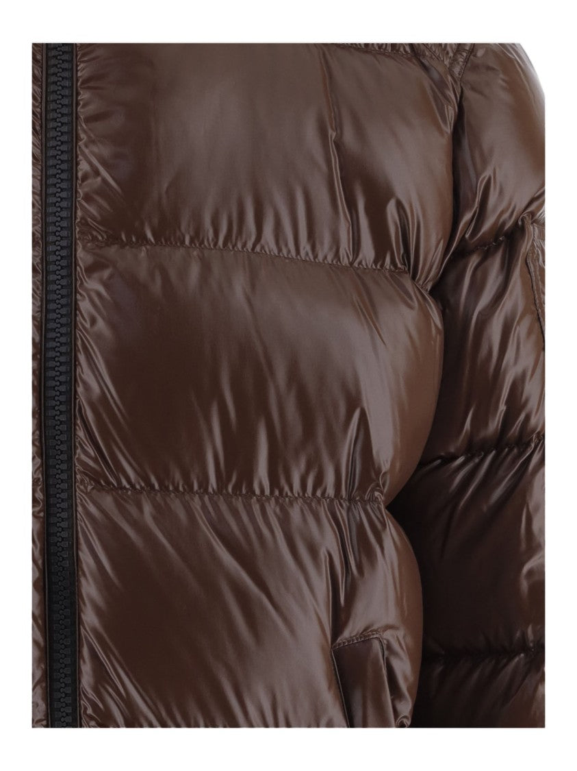 Herno High-Collar Dark Brown Puffer Jacket With Quilted Padding