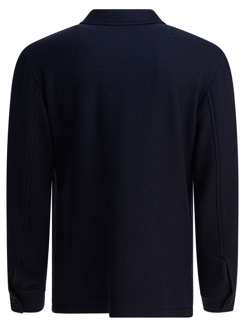 Tagliatore Textured Black Wool Blend Coat