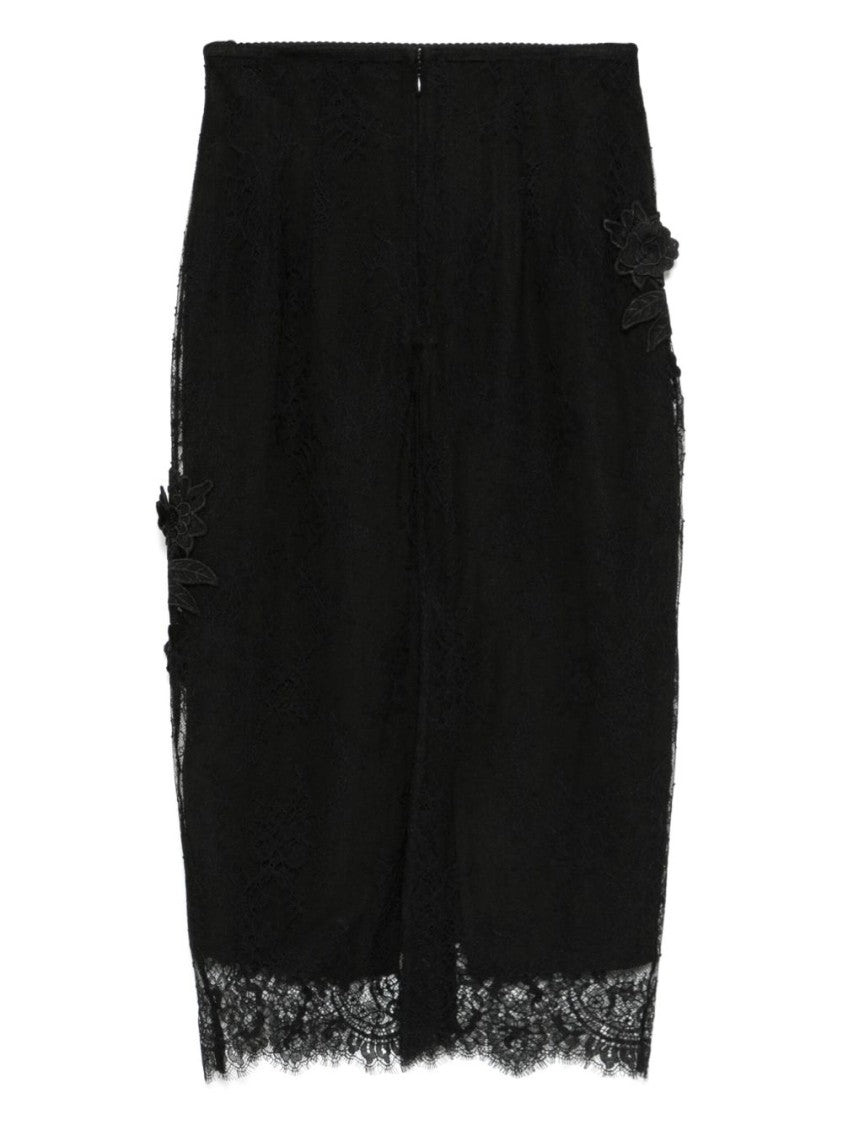 Blugirl Floral Lace Black Skirt With Sheer Detailing