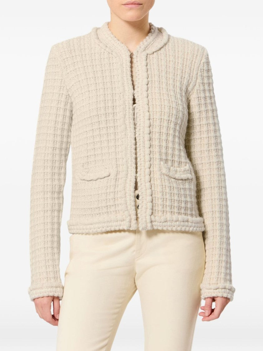 Isabel Marant Hortense Textured Waffle Knit Picot Trim Cardigan