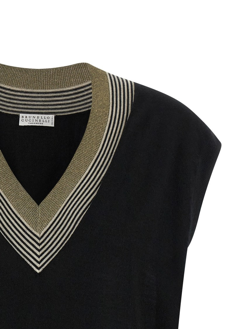 Brunello Cucinelli 'Sparkling Neckline' Cashmere And Silk Vest